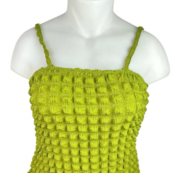 NEW Boohoo Green Bubble Textured Sleeveless Jersey Mini Bodycon Tank Dress Sz 14 - Picture 3 of 5